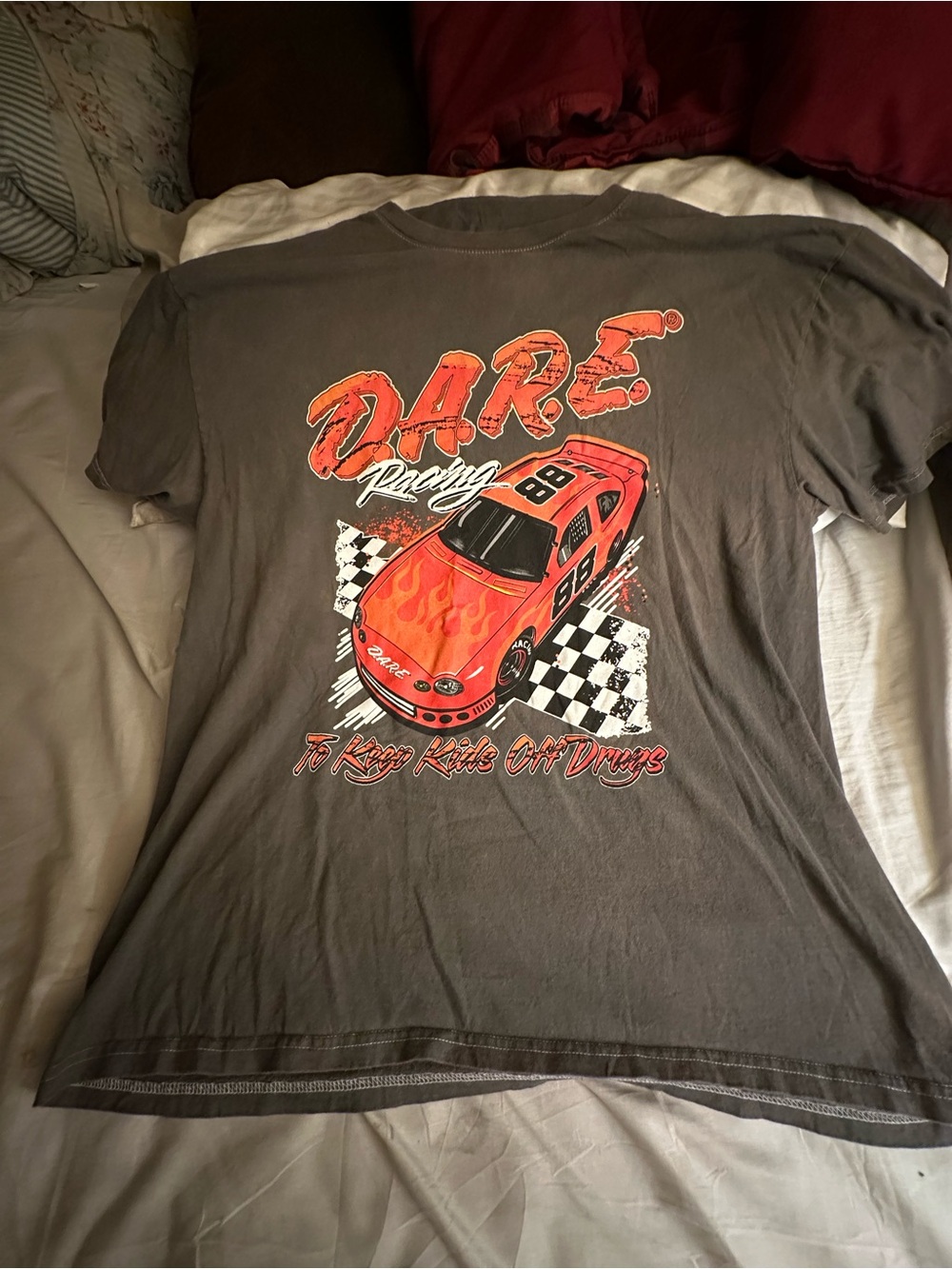 DARE Graphic Short Sleeve Tee - Charcoal Gray with Orange Print